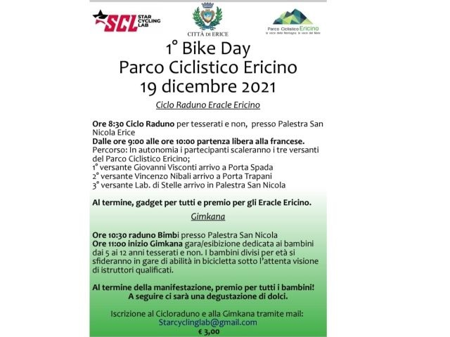 Domenica la Prima Bike Day ciclistica al Parco Ciclistico Ericino