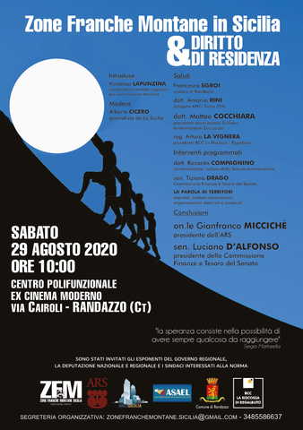 Domani l’incontro “Zone Franche Montane in Sicilia & Diritto di Residenza”